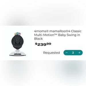 4mom Mama Roo4 Classic Baby Swing. Barely used with original box and all pieces.